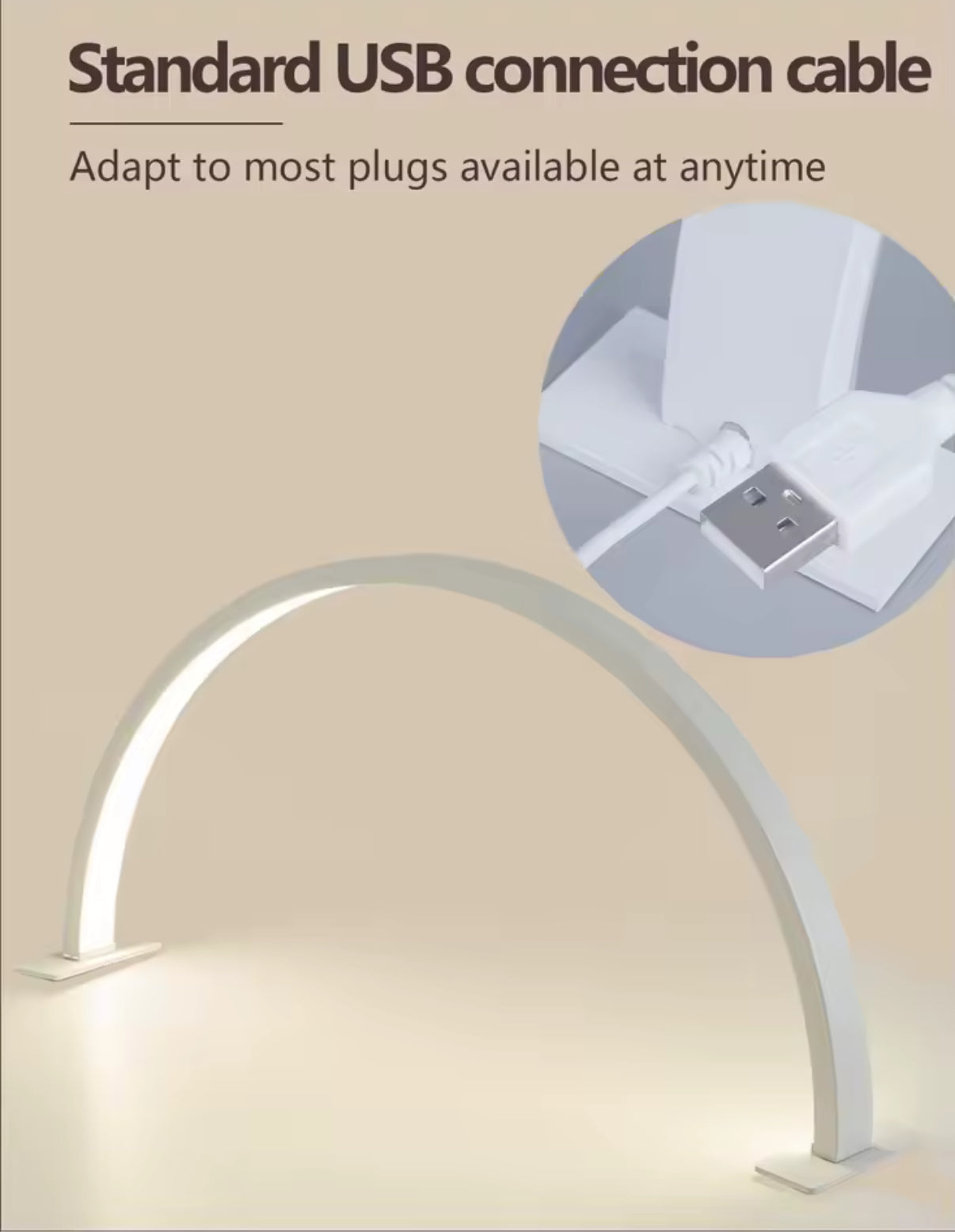 LED Arch Nail Lamp USB Powered Half Moon Table Light