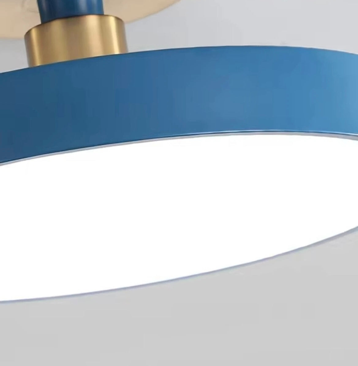 Nordic Semi Flush Round LED Ceiling Light Colourful Black - Choose Black Blue Yellow Pink White Grey