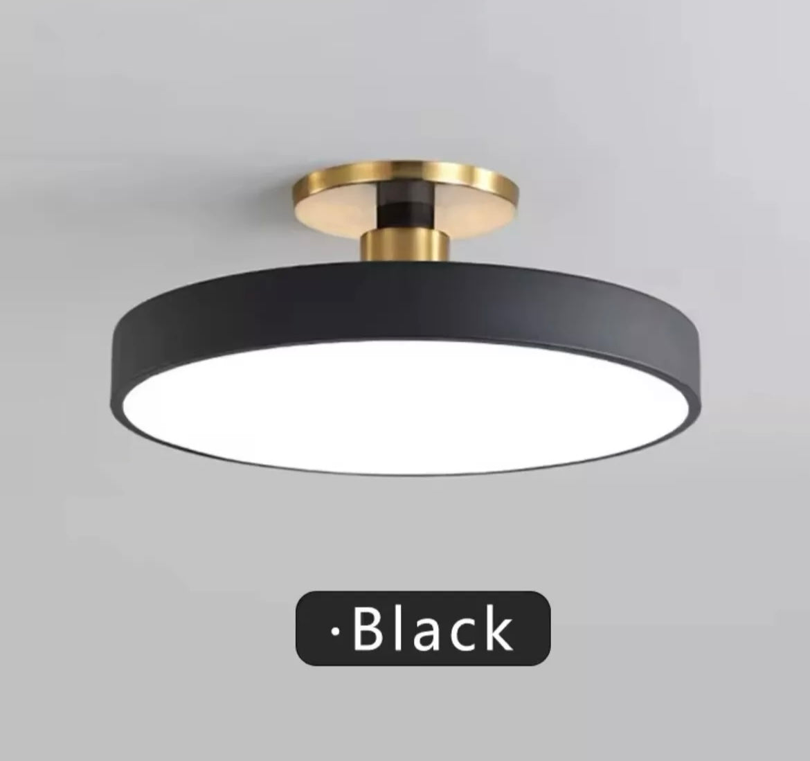 Nordic Semi Flush Round LED Ceiling Light Colourful Black - Choose Black Blue Yellow Pink White Grey