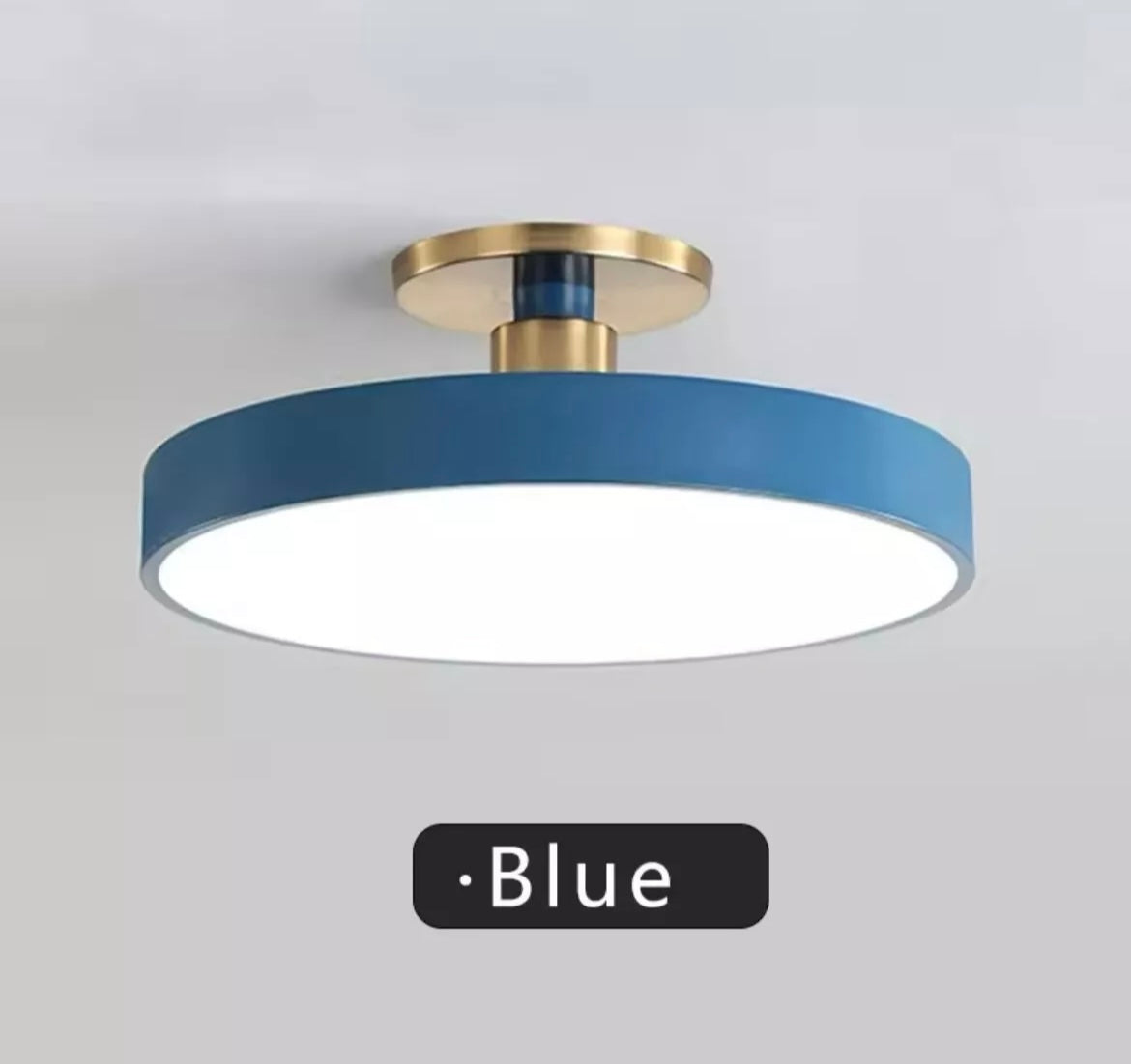 Nordic Semi Flush Round LED Ceiling Light Colourful Black - Choose Black Blue Yellow Pink White Grey