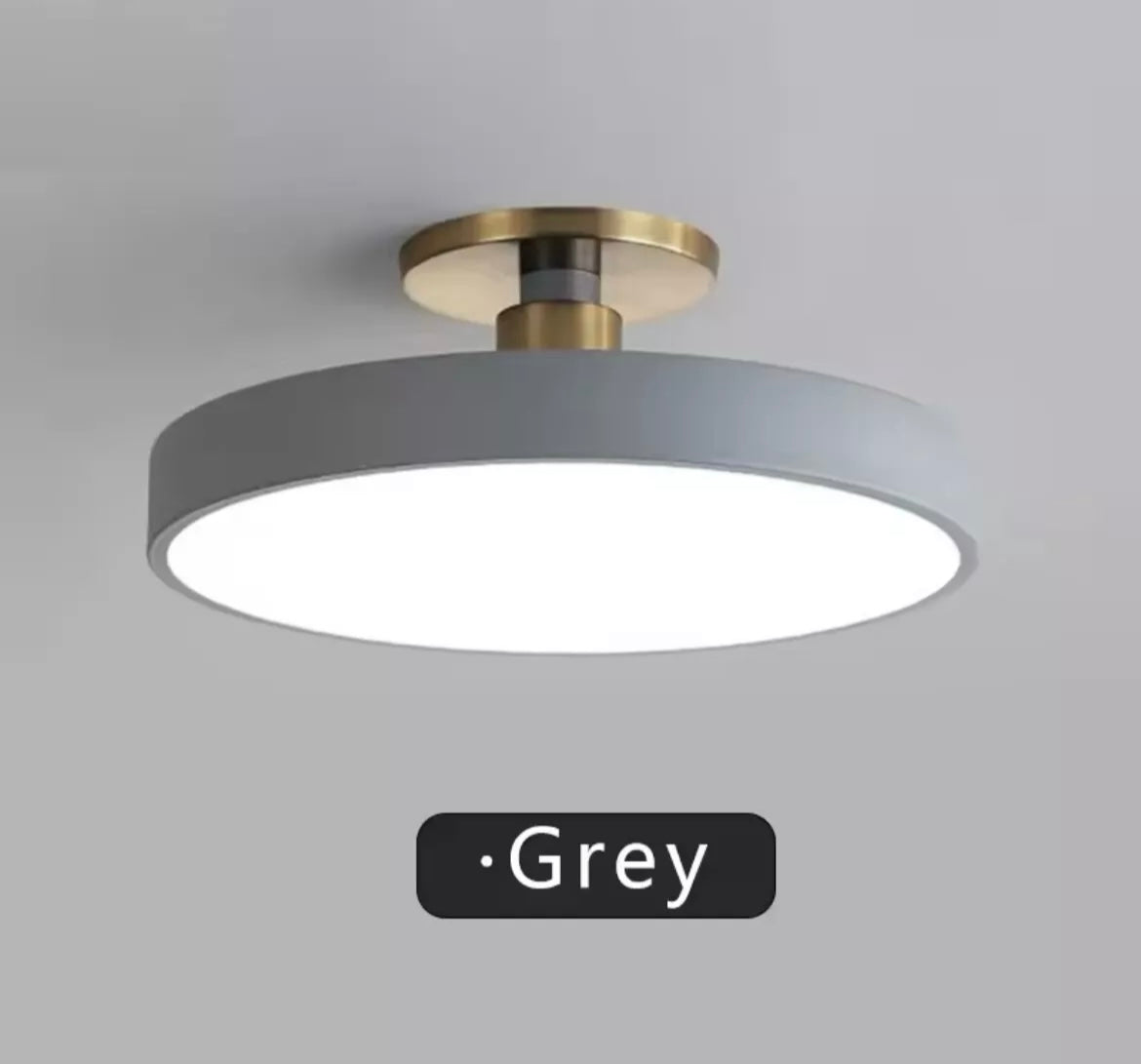 Nordic Semi Flush Round LED Ceiling Light Colourful Black - Choose Black Blue Yellow Pink White Grey