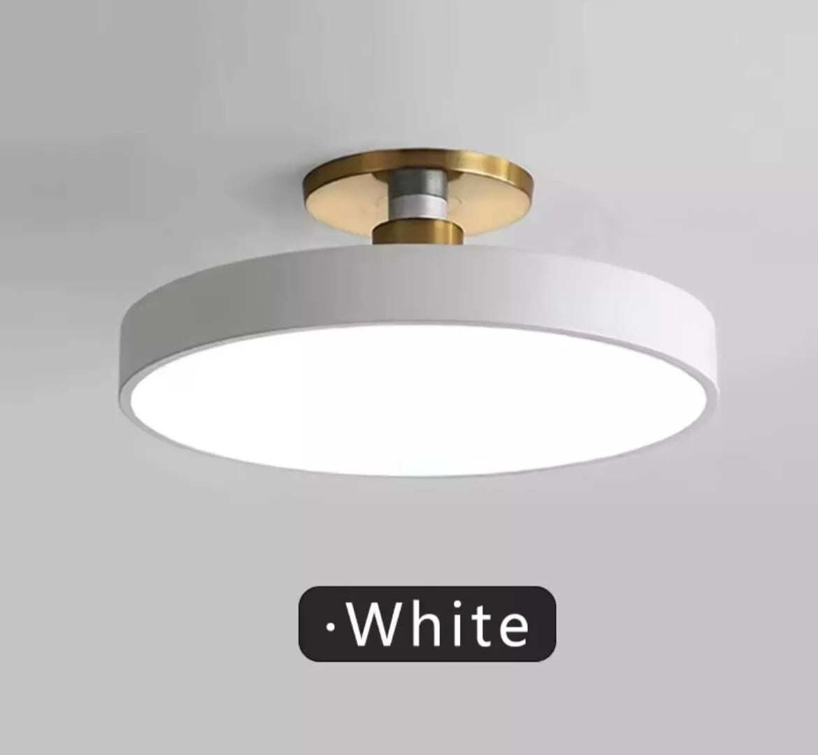 Nordic Semi Flush Round LED Ceiling Light Colourful Black - Choose Black Blue Yellow Pink White Grey