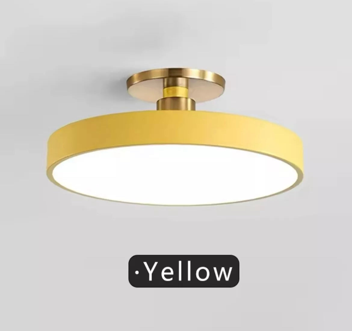 Nordic Semi Flush Round LED Ceiling Light Colourful Black - Choose Black Blue Yellow Pink White Grey