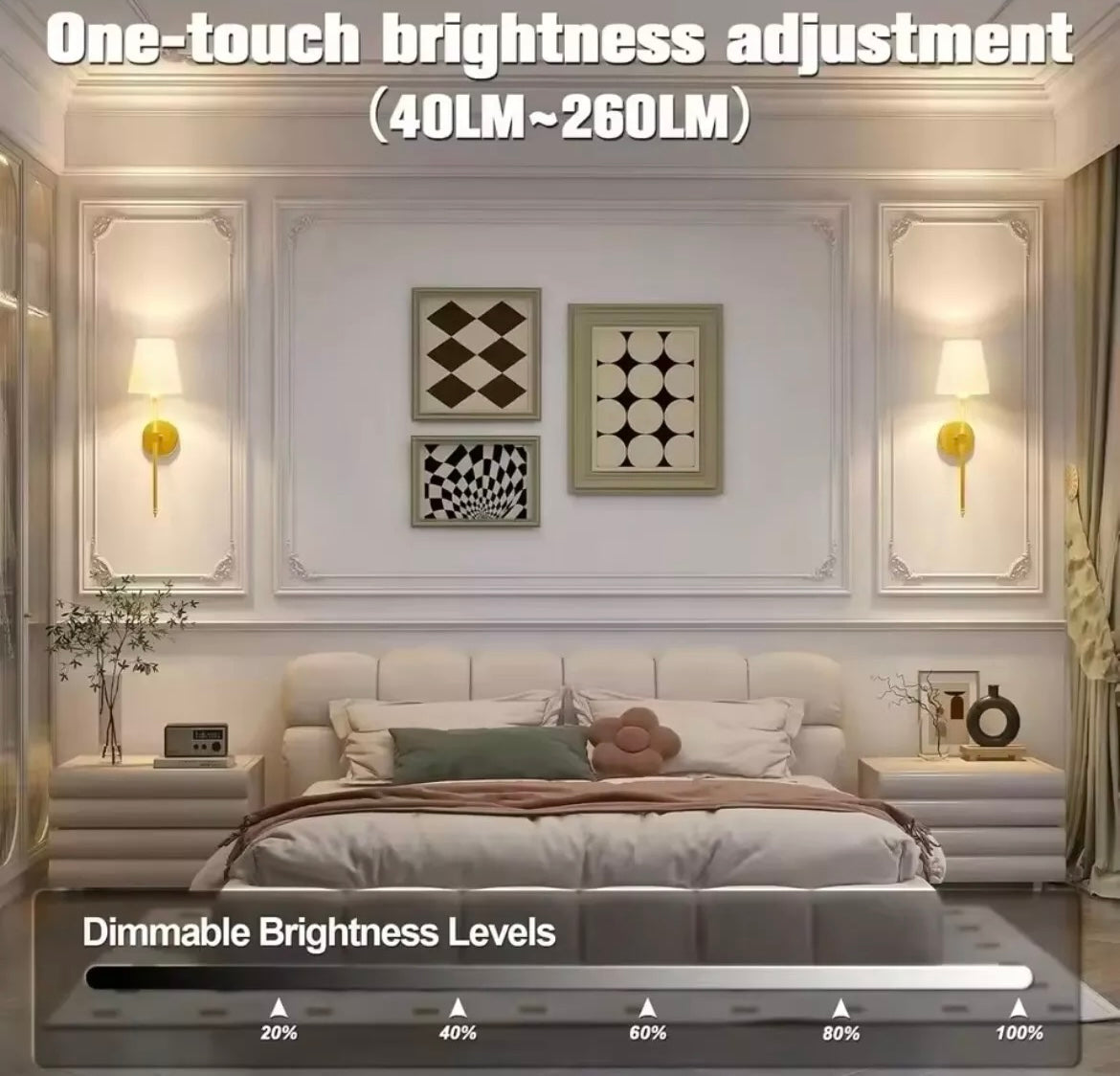 Wireless Rechargeable Long Wall Light Sconce With White Shade RGBW Colour Change With Remote Control - 2 Pack