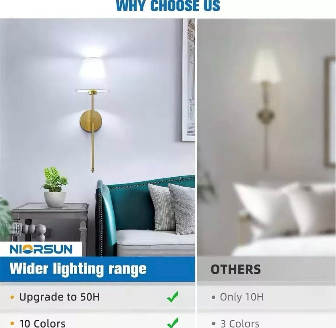 Wireless Rechargeable Long Wall Light Sconce With White Shade RGBW Colour Change With Remote Control - 2 Pack