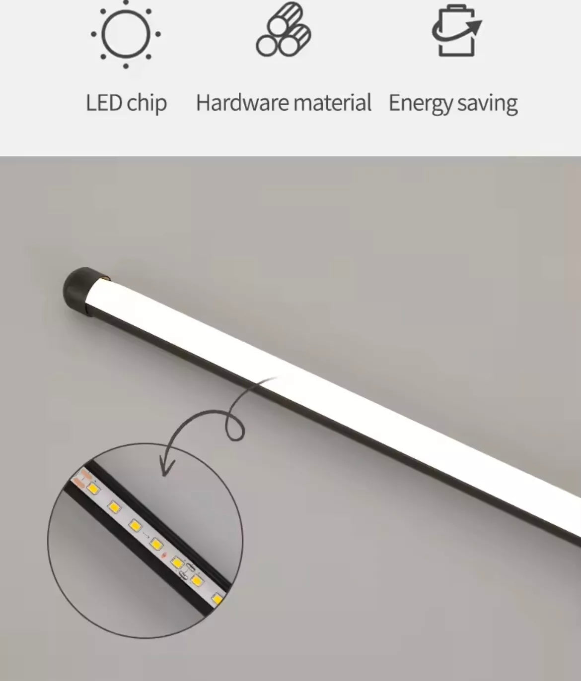 Modern Slim LED Wall Light Linear Stick In Black - Warm White