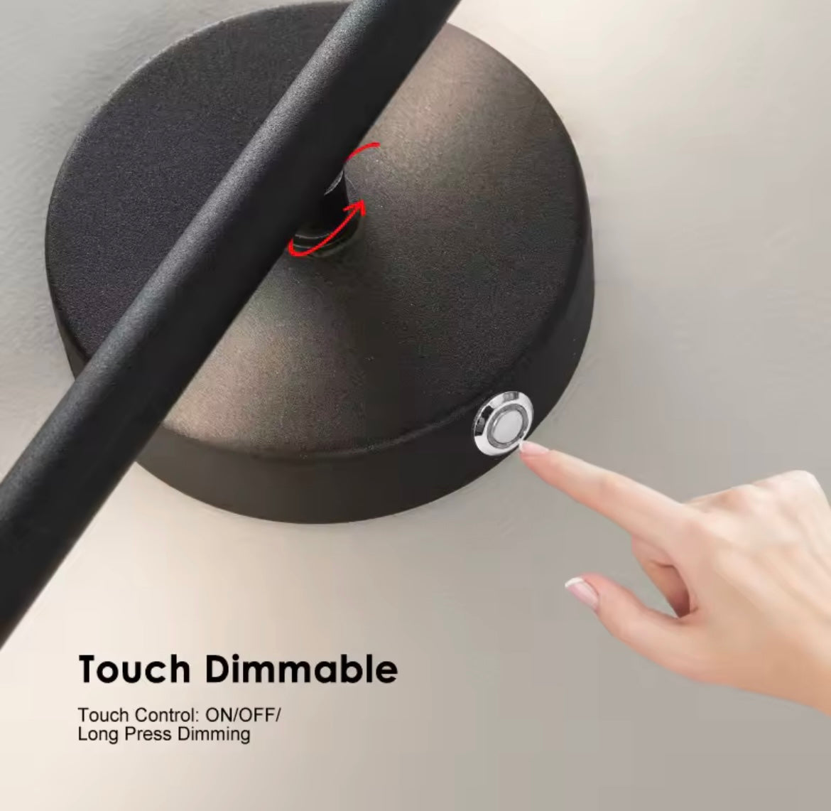 Wireless LED Wall Light Sconce USB Rechargeable Touch On/Off Black Modern Slim Stick Lamp - 40cm / 55cm
