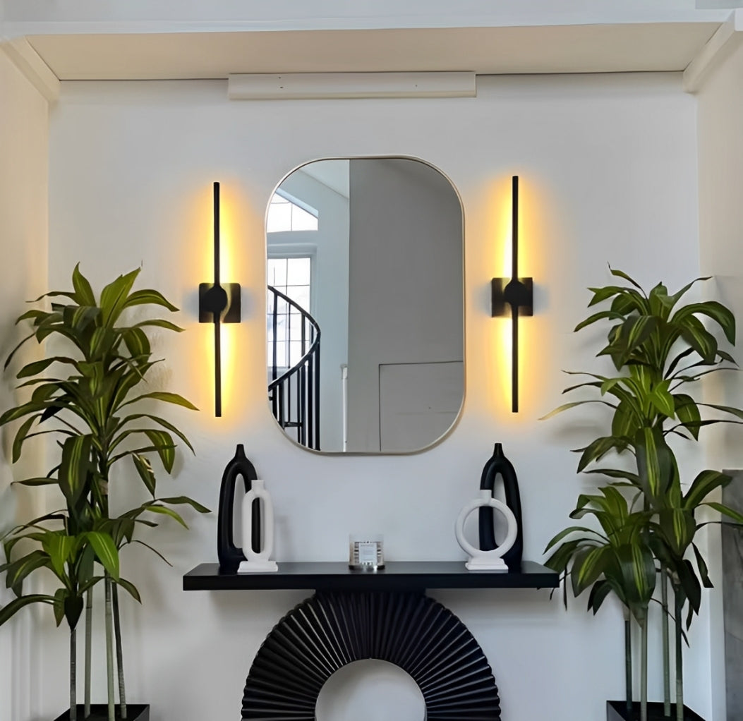 2 Pack Modern Black Rechargeable LED 3 Colour Dimmable Wall Light Sconce With Remote Control