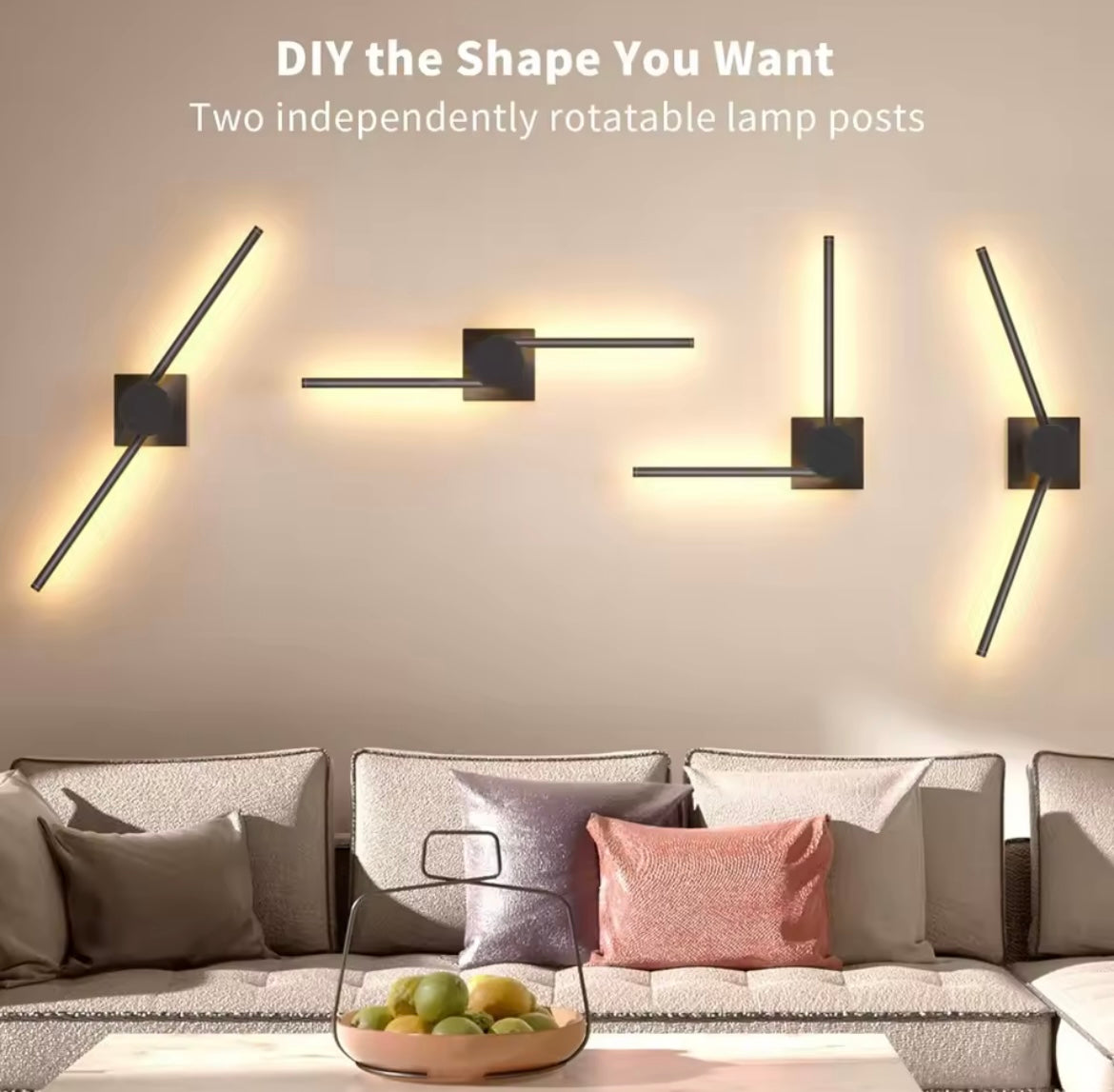 2 Pack Modern Black Rechargeable LED 3 Colour Dimmable Wall Light Sconce With Remote Control