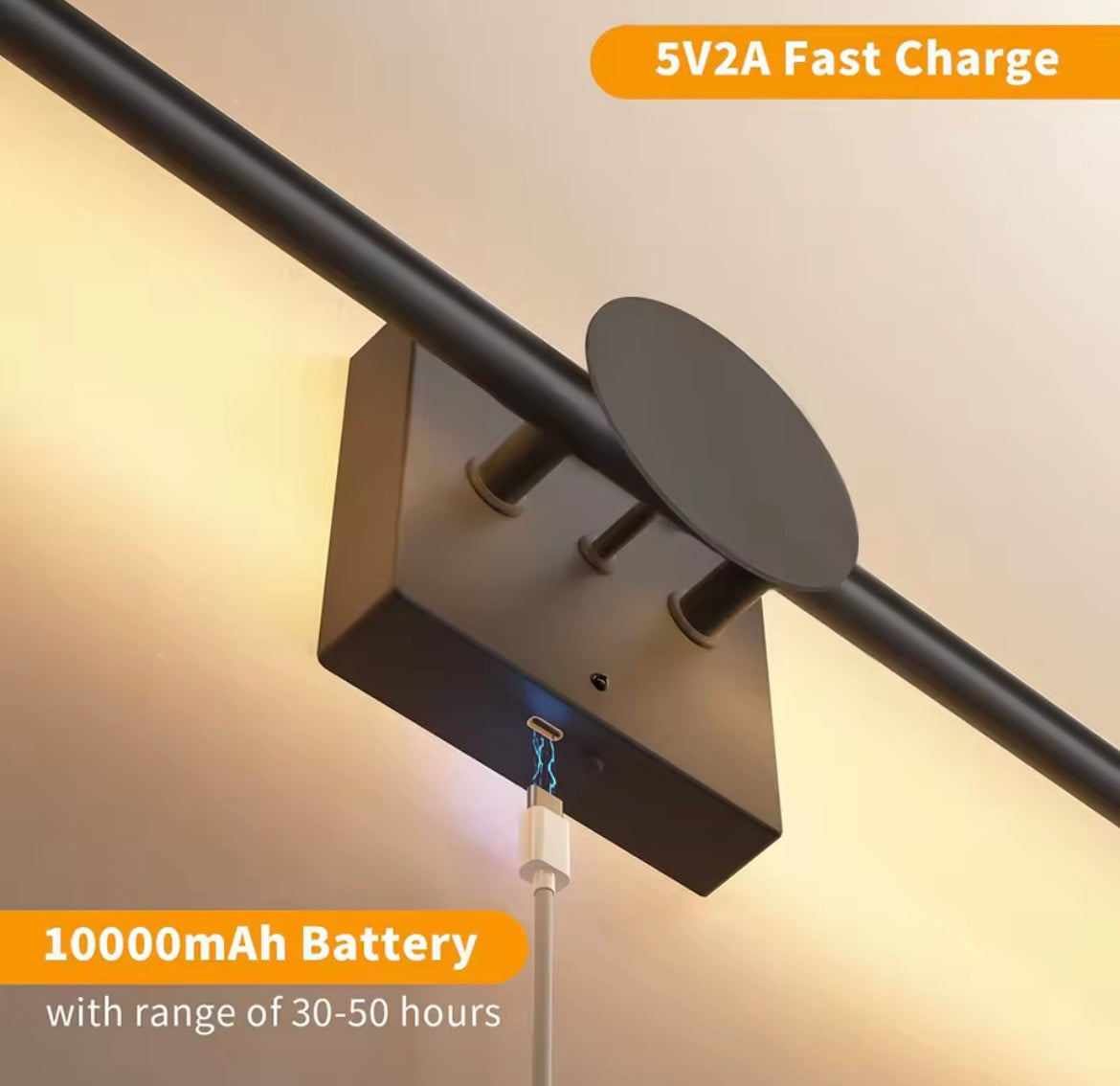 2 Pack Modern Black Rechargeable LED 3 Colour Dimmable Wall Light Sconce With Remote Control