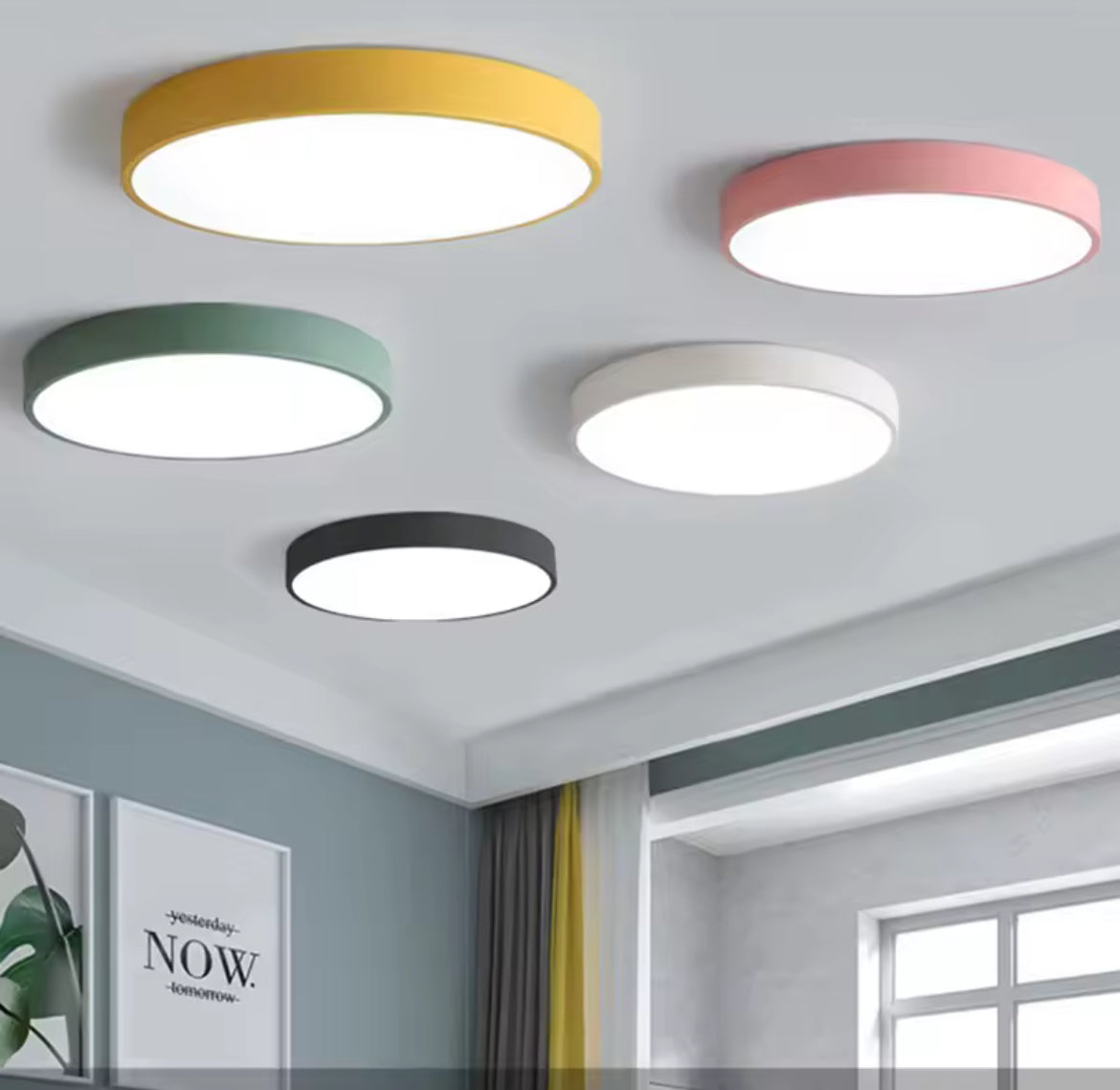 Simple Round Modern Flush Led Slim Ceiling Light - Black/White/Gold/Blue/Pink/Yellow/Green