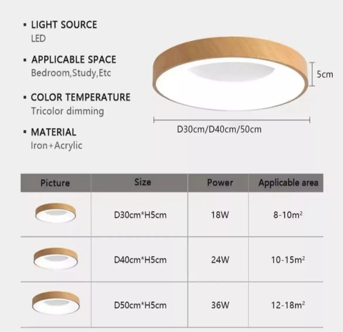 Nordic Round Wood LED Flush Ceiling Light Fixture With CCT Feature