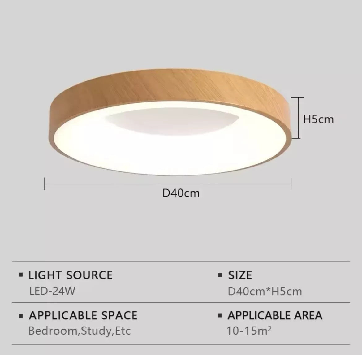 Nordic Round Wood LED Flush Ceiling Light Fixture With CCT Feature