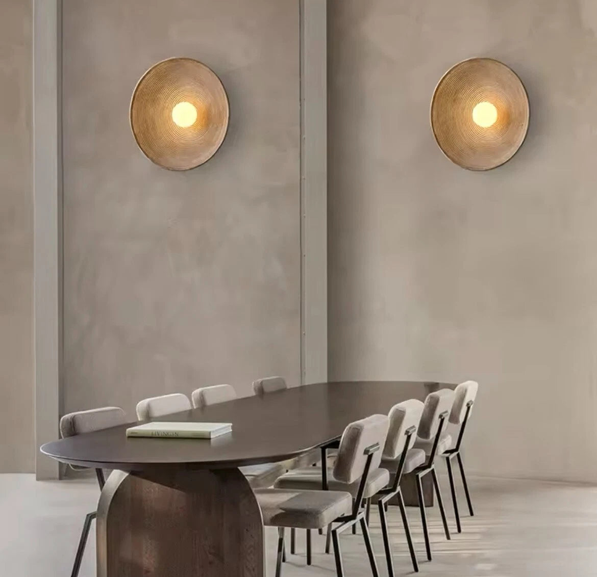Nordic Round Circle Ribbed Effect Wall Light With Glass Centre Globe