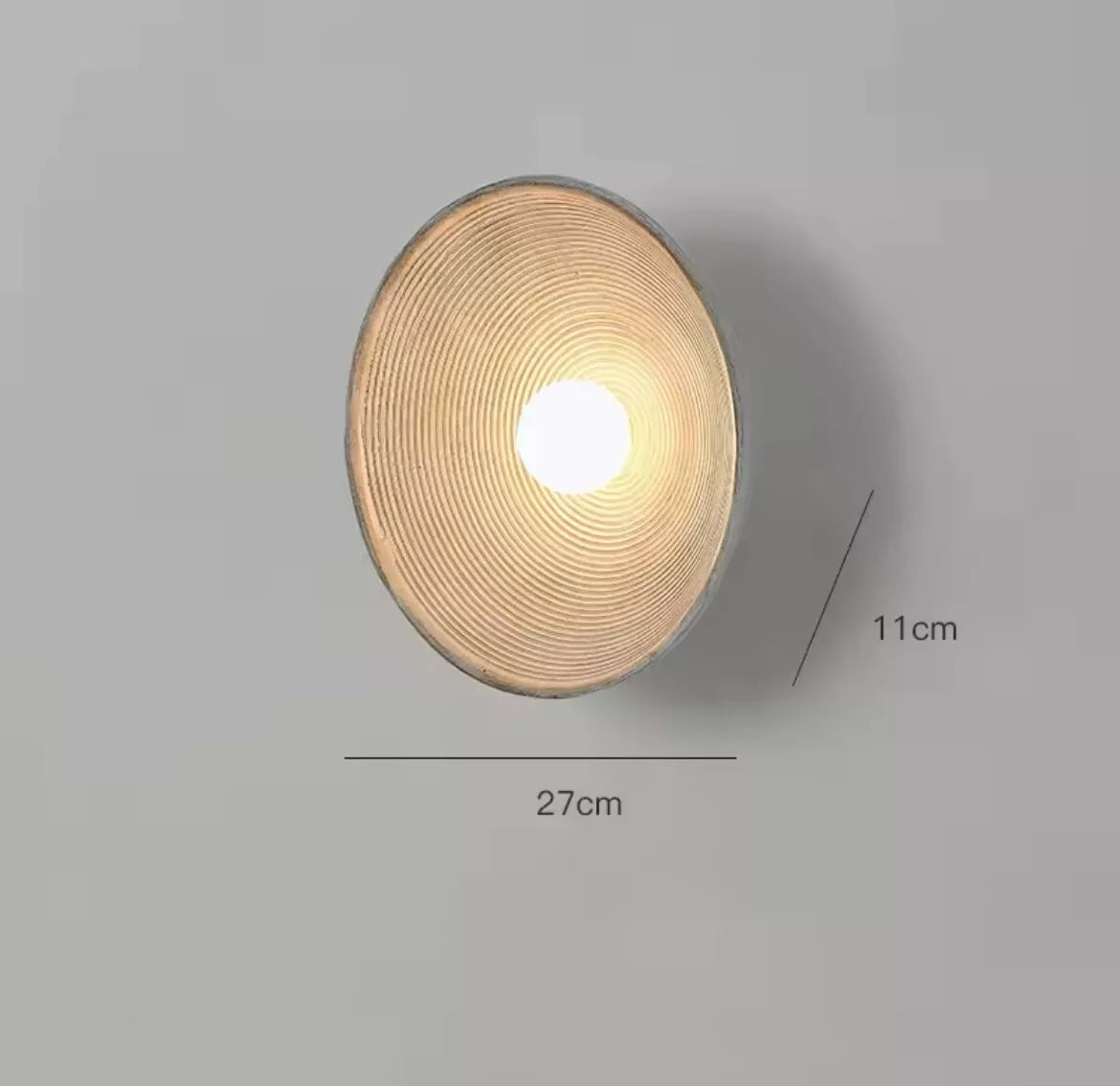 Nordic Round Circle Ribbed Effect Wall Light With Glass Centre Globe