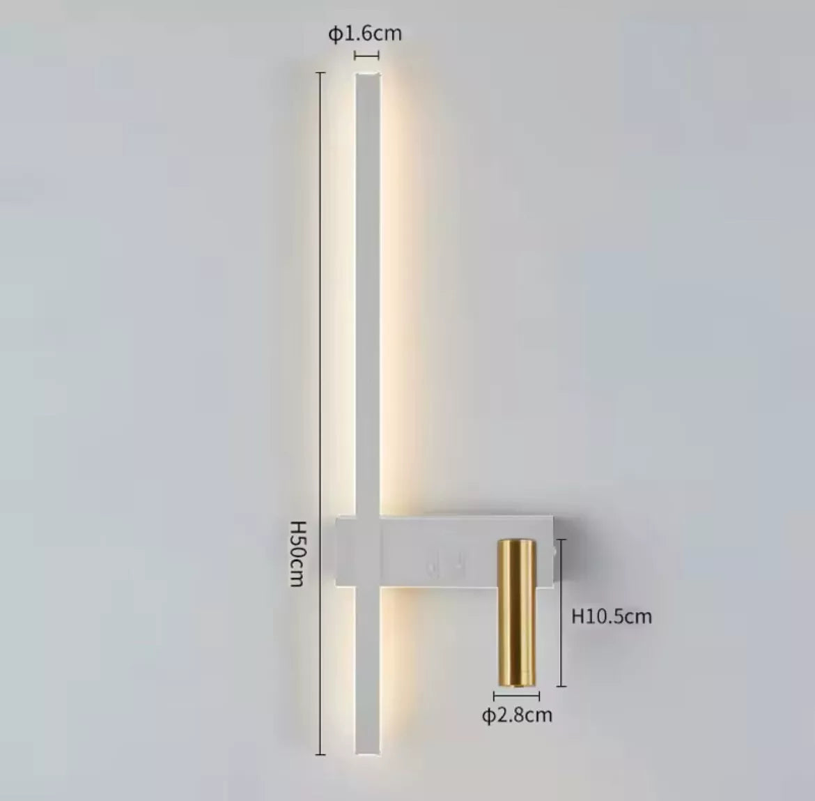 Modern Led Stick Wall Light C/W Adjustable Reader Wall Light For Bedroom - Black/Gold Or White/Gold