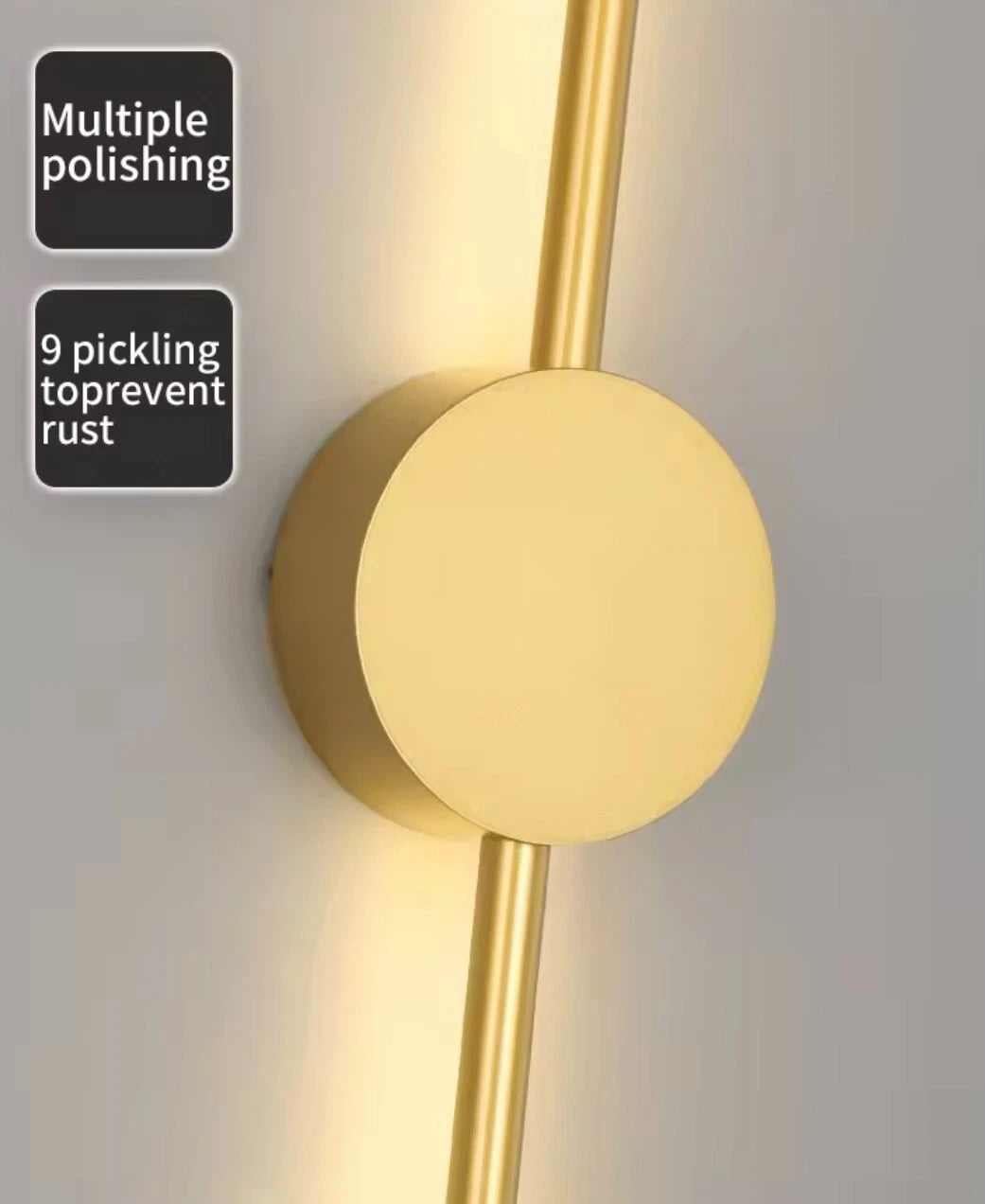Slim LED Linear Stick Modern Wall Light In Gold
