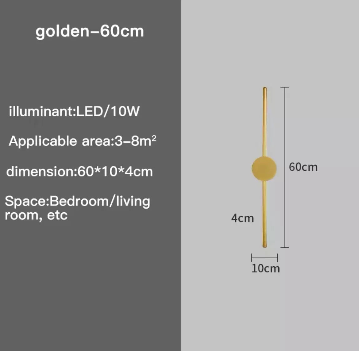 Slim LED Linear Stick Modern Wall Light In Gold