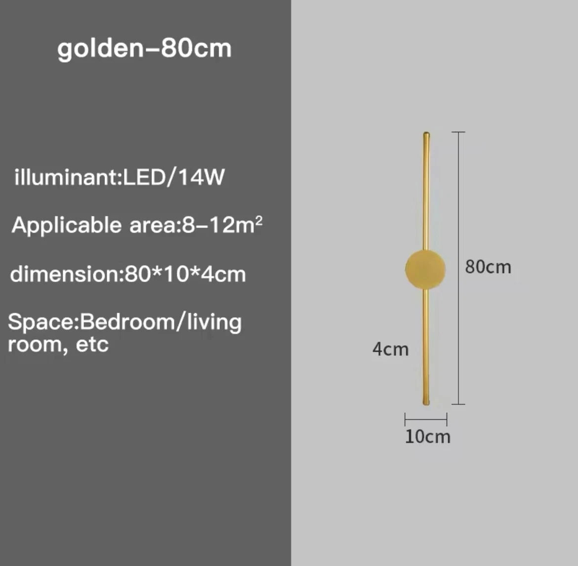Slim LED Linear Stick Modern Wall Light In Gold