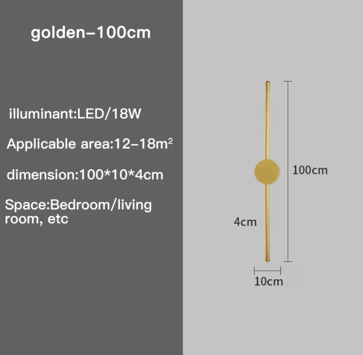Slim LED Linear Stick Modern Wall Light In Gold