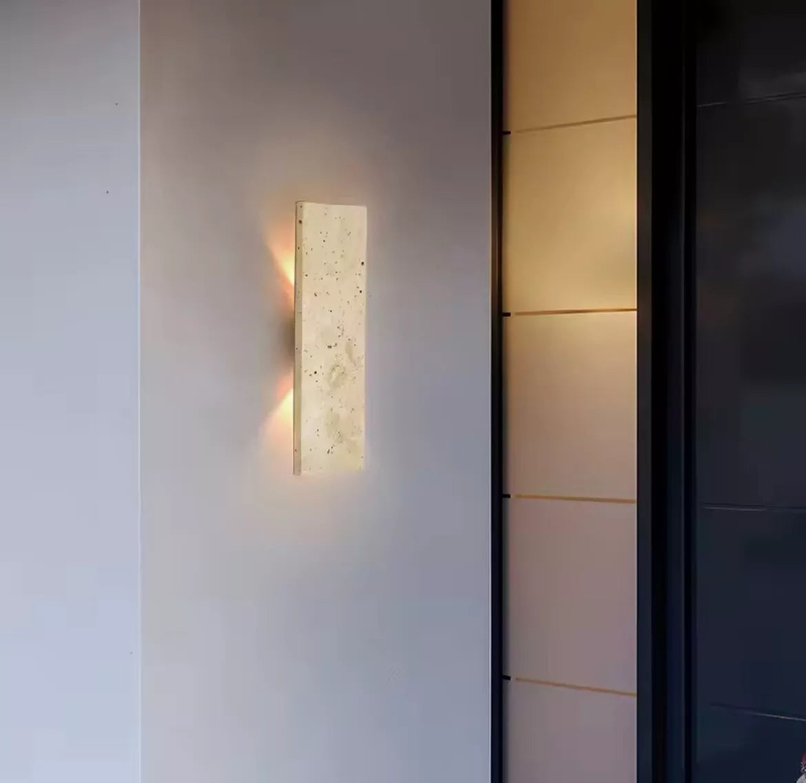 Natural Stone Rectangular Outdoor Led Wall Light - Warm White