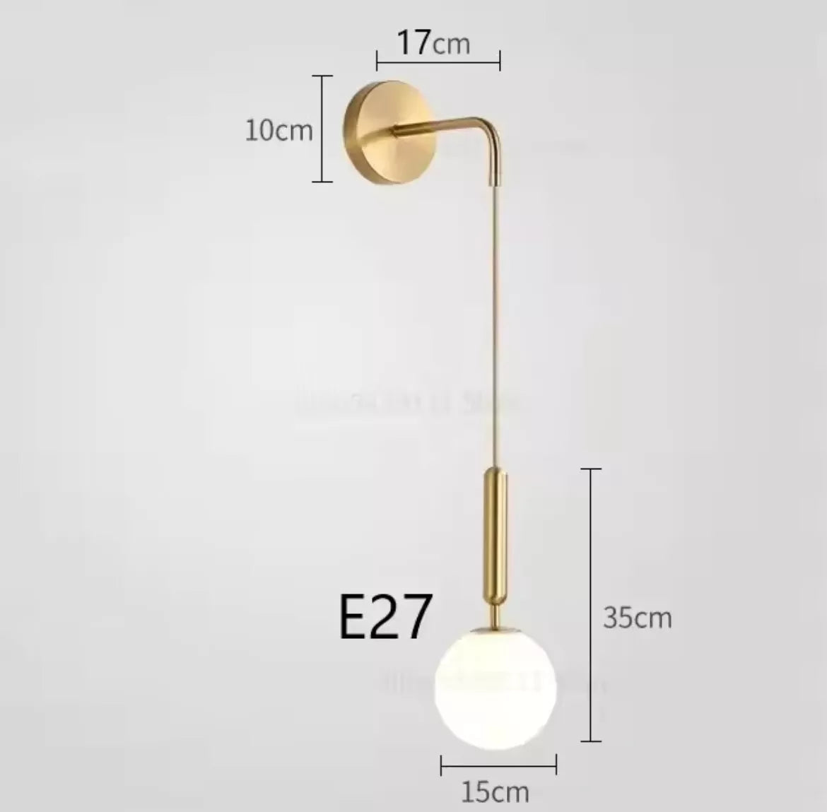Decorative Hanging Gold Wall Light With Opal Globe Shade
