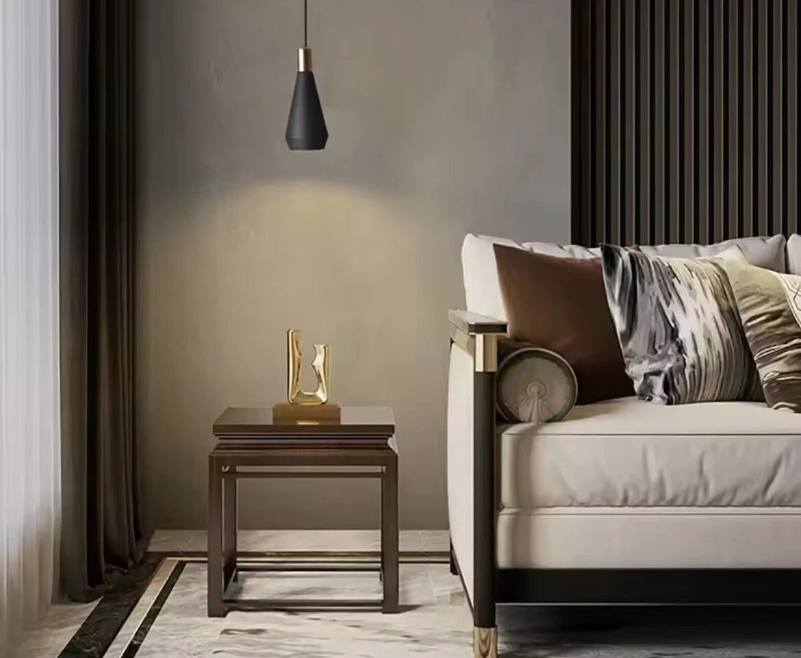 Simple Slim Modern Single Metal Pendant Light - Black Or White