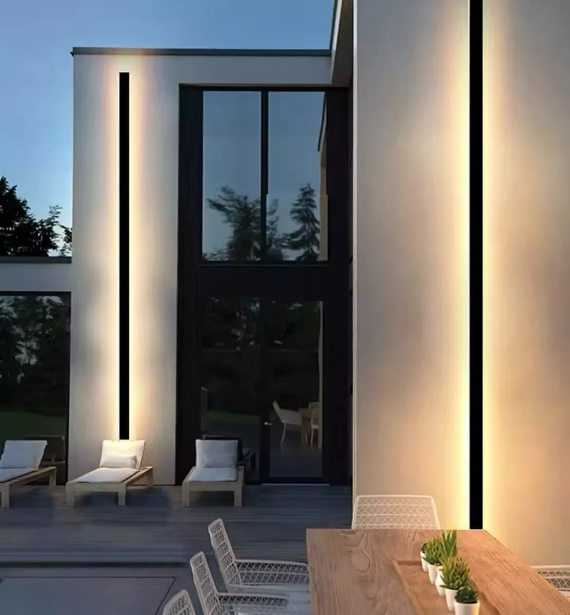 Black LED Linear Stick Exterior Wall Light - IP65