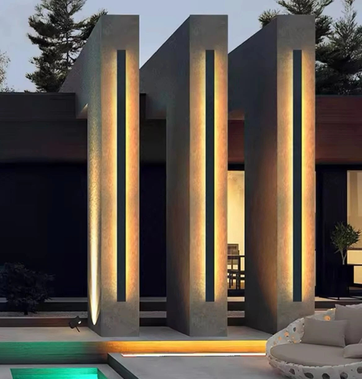 Black LED Linear Stick Exterior Wall Light - IP65