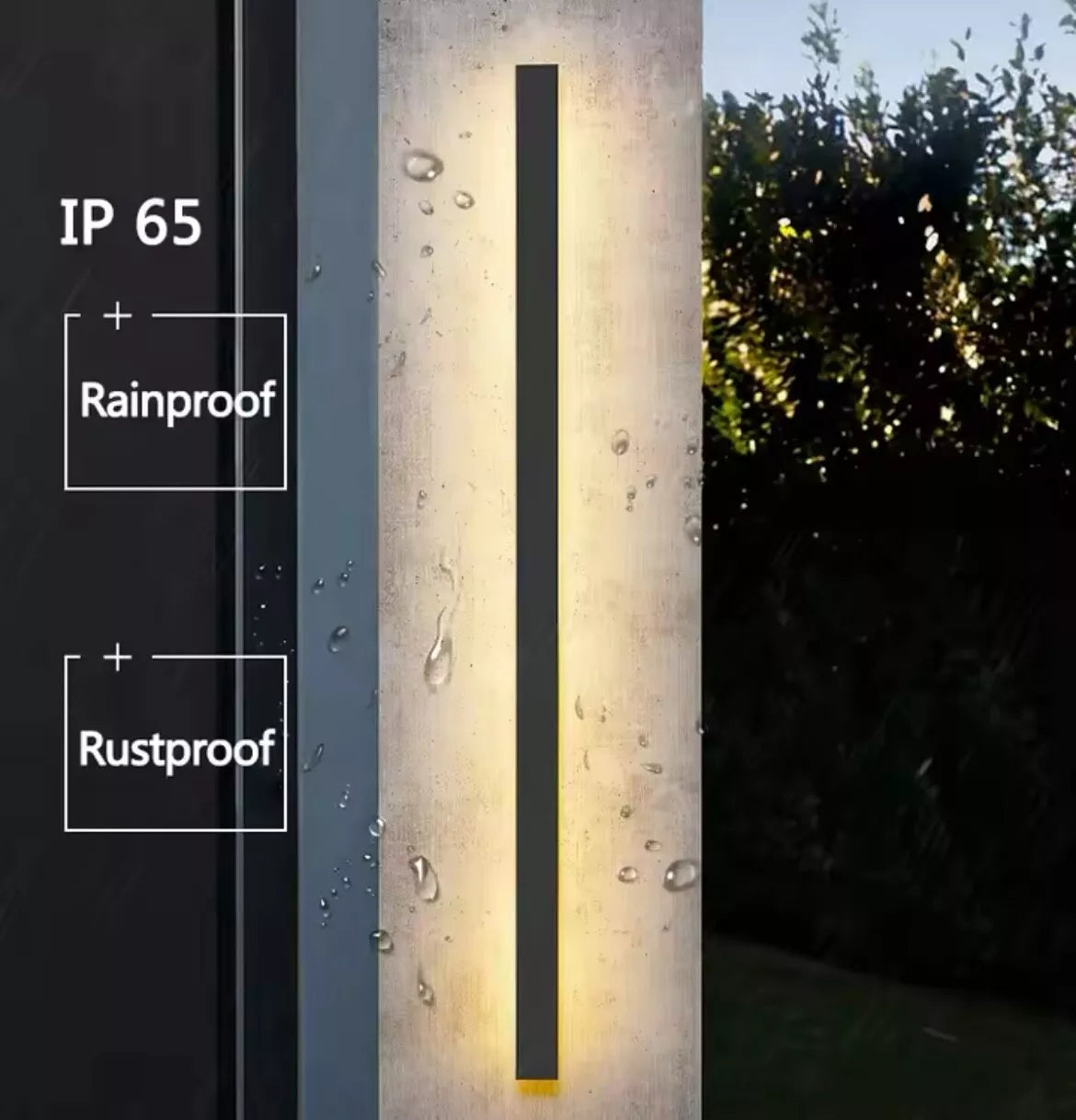 Black LED Linear Stick Exterior Wall Light - IP65
