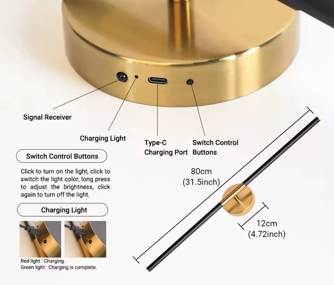 2 Pack Of Wireless Rechargeable LED Wall Lights Slim Linear Stick With Remote 80cm