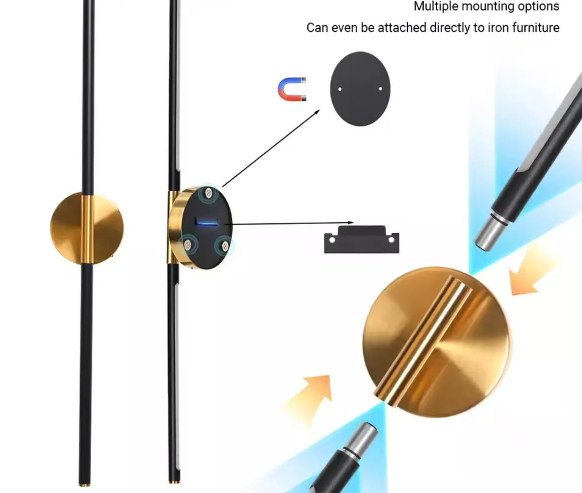 2 Pack Of Wireless Rechargeable LED Wall Lights Slim Linear Stick With Remote 80cm