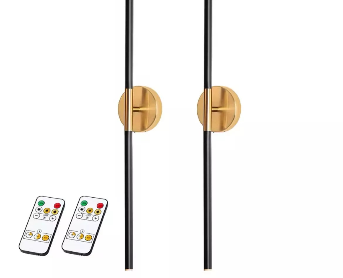 2 Pack Of Wireless Rechargeable LED Wall Lights Slim Linear Stick With Remote 80cm