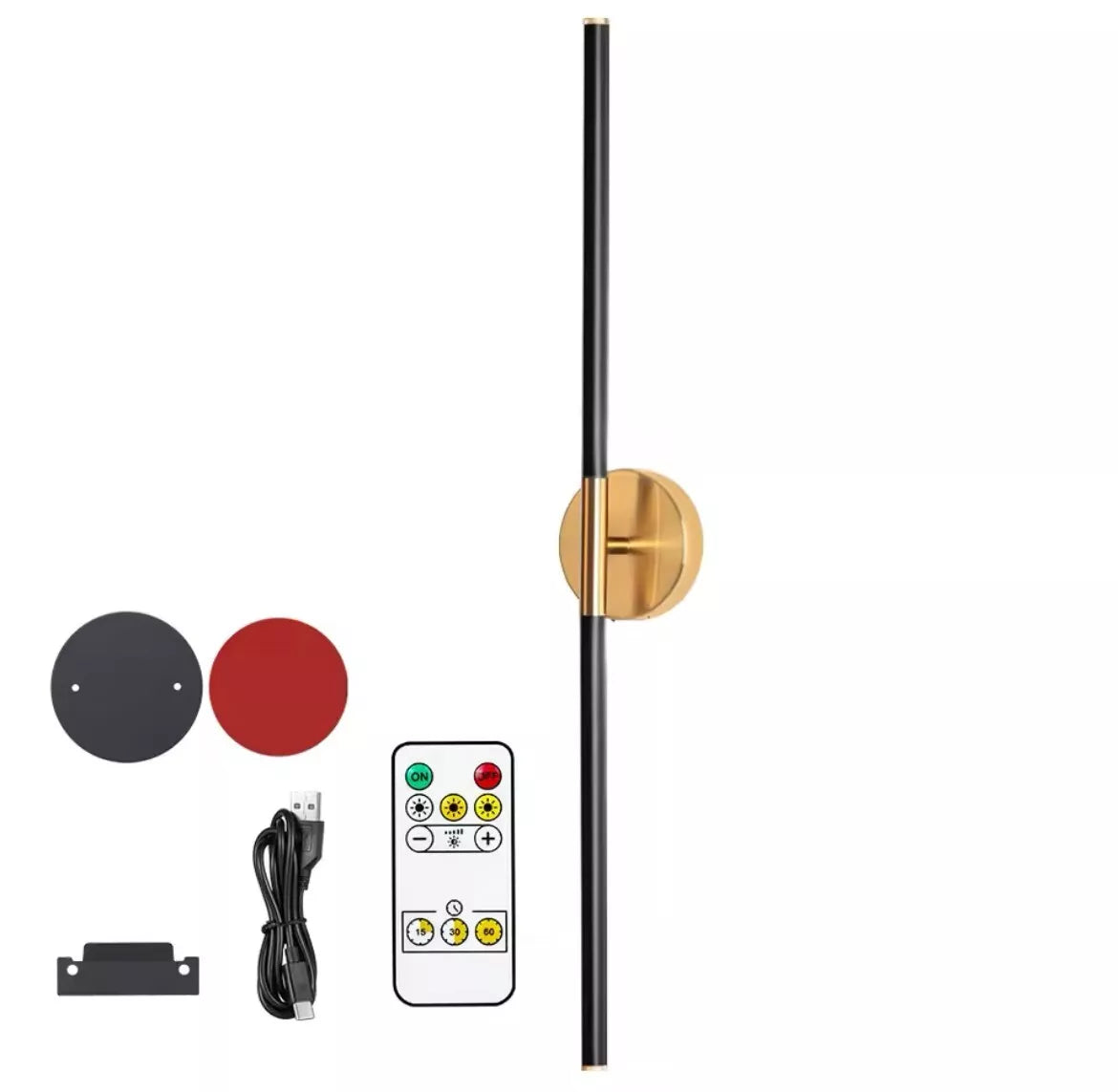 2 Pack Of Wireless Rechargeable LED Wall Lights Slim Linear Stick With Remote 80cm