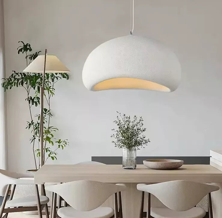 Nordic Wabi Sabi Pendant Light E27 LED Stone Hanging Light 30/40/50/60cm - White Or Grey