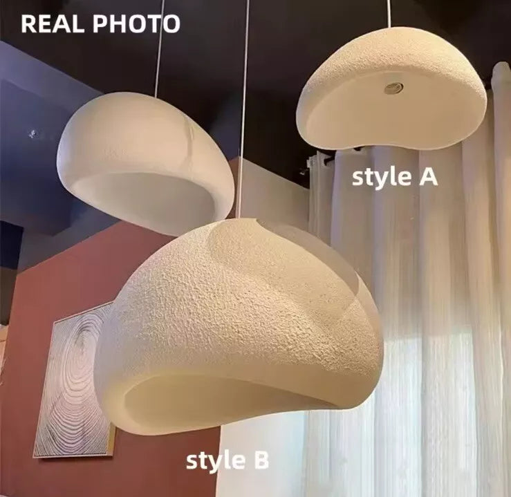 Nordic Wabi Sabi Pendant Light E27 LED Stone Hanging Light 30/40/50/60cm - White Or Grey