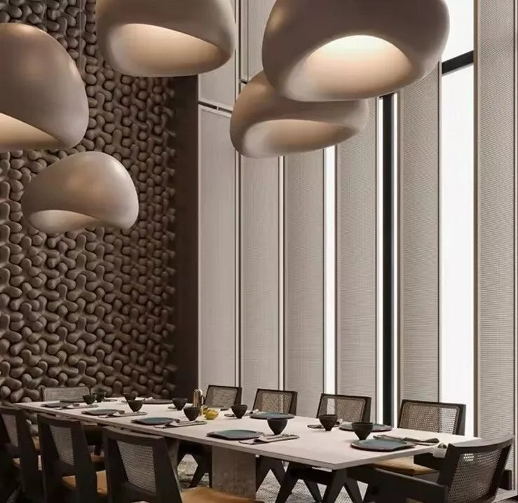 Nordic Wabi Sabi Pendant Light E27 LED Stone Hanging Light 30/40/50/60cm - White Or Grey