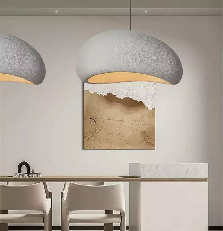 Nordic Wabi Sabi Pendant Light E27 LED Stone Hanging Light 30/40/50/60cm - White Or Grey