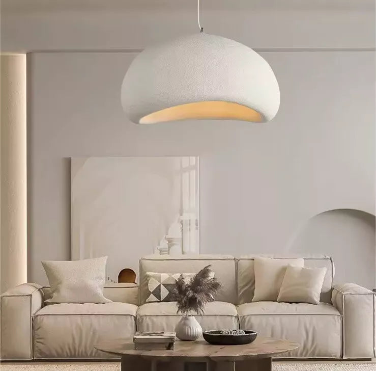 Nordic Wabi Sabi Pendant Light E27 LED Stone Hanging Light 30/40/50/60cm - White Or Grey