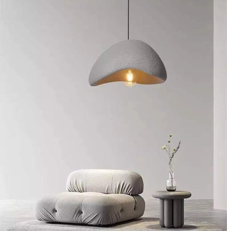 Nordic Wabi Sabi Pendant Light E27 LED Stone Hanging Light 30/40/50/60cm - White Or Grey