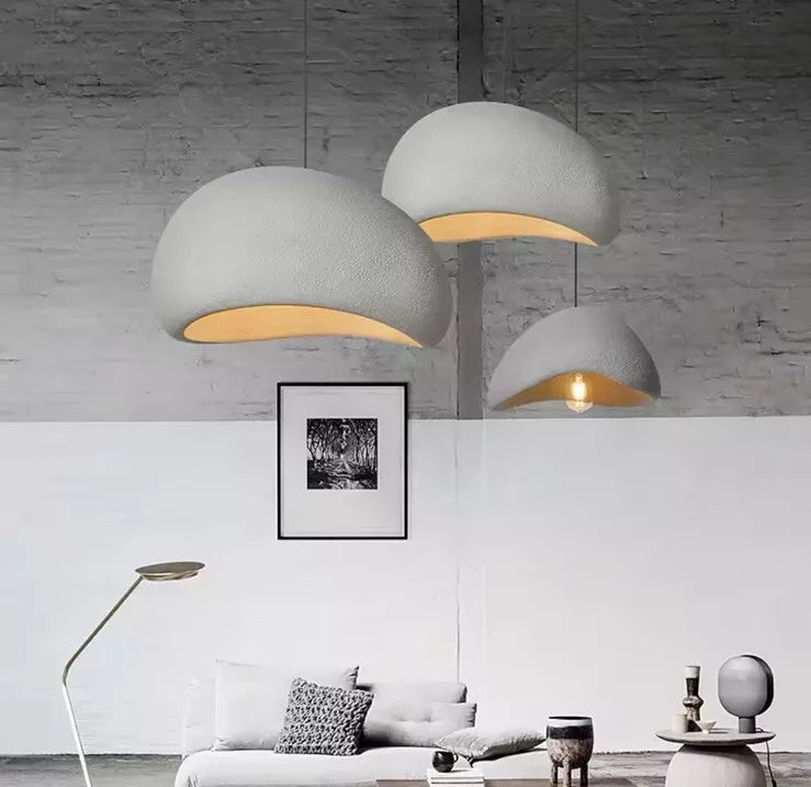 Nordic Wabi Sabi Pendant Light E27 LED Stone Hanging Light 30/40/50/60cm - White Or Grey
