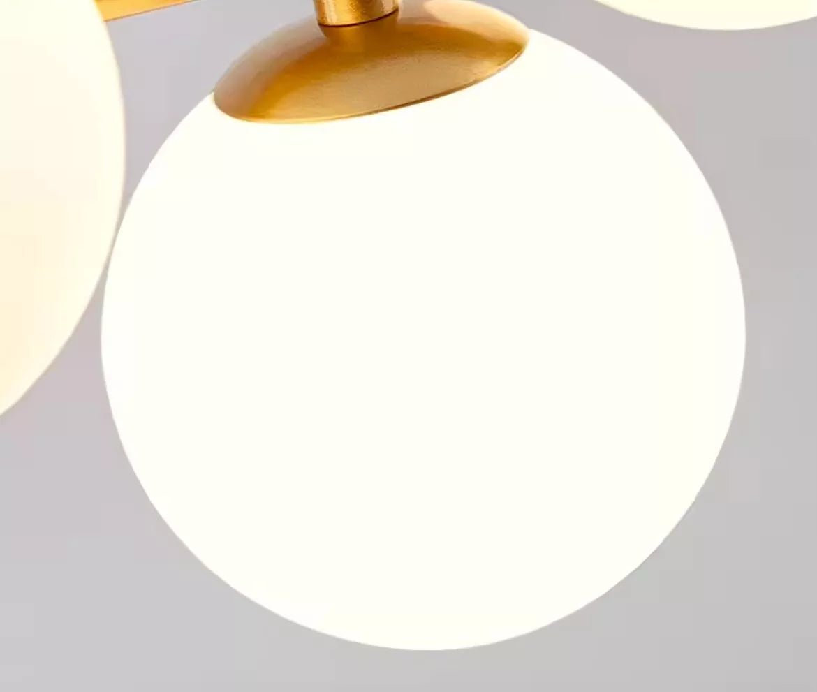 Modern 11 Light Gold Linear Bar Pendant With Opal Glass Globes