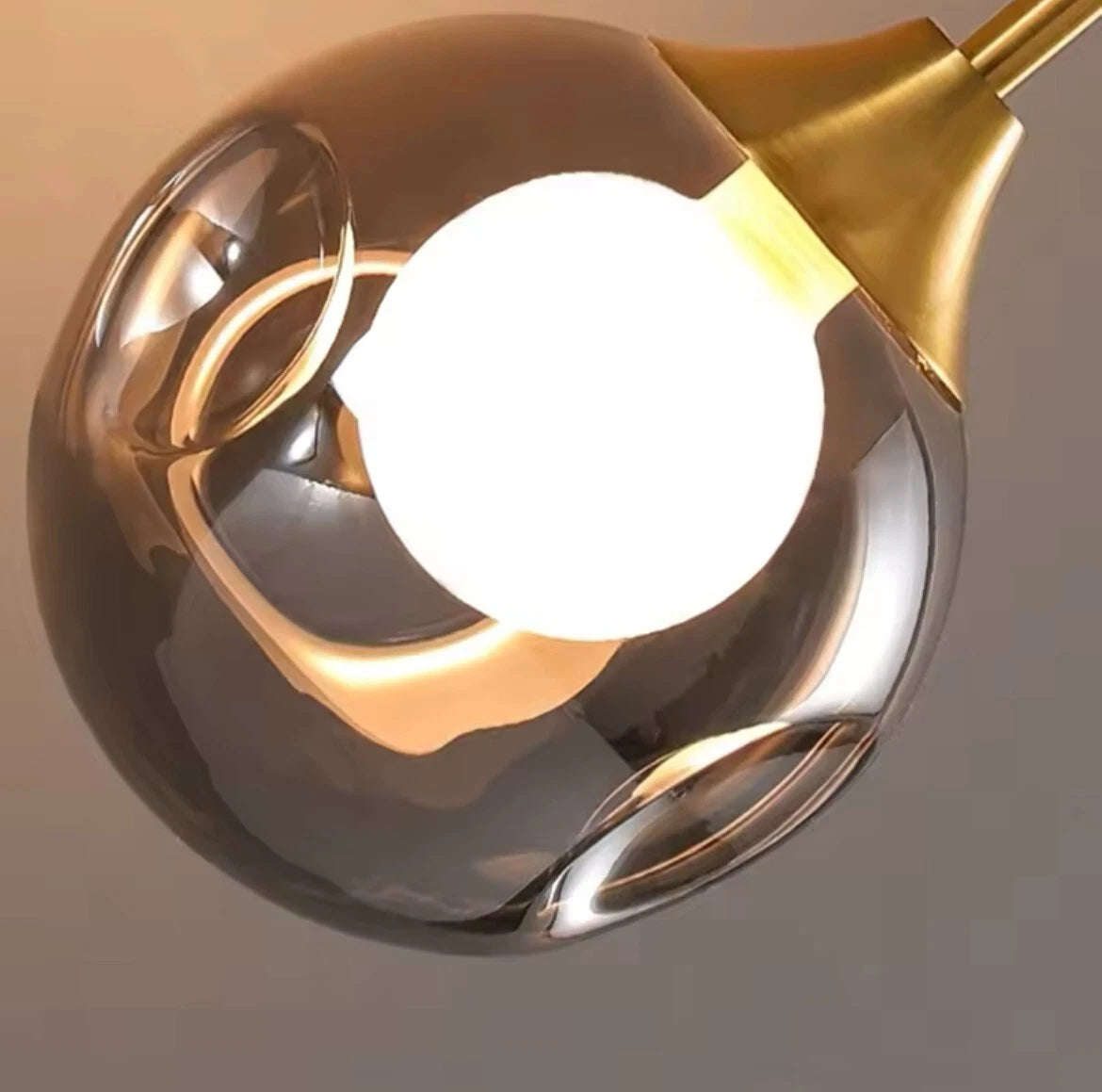Modern Luxury Glass Hanging Wall Light With Ball - Smoked Or Amber