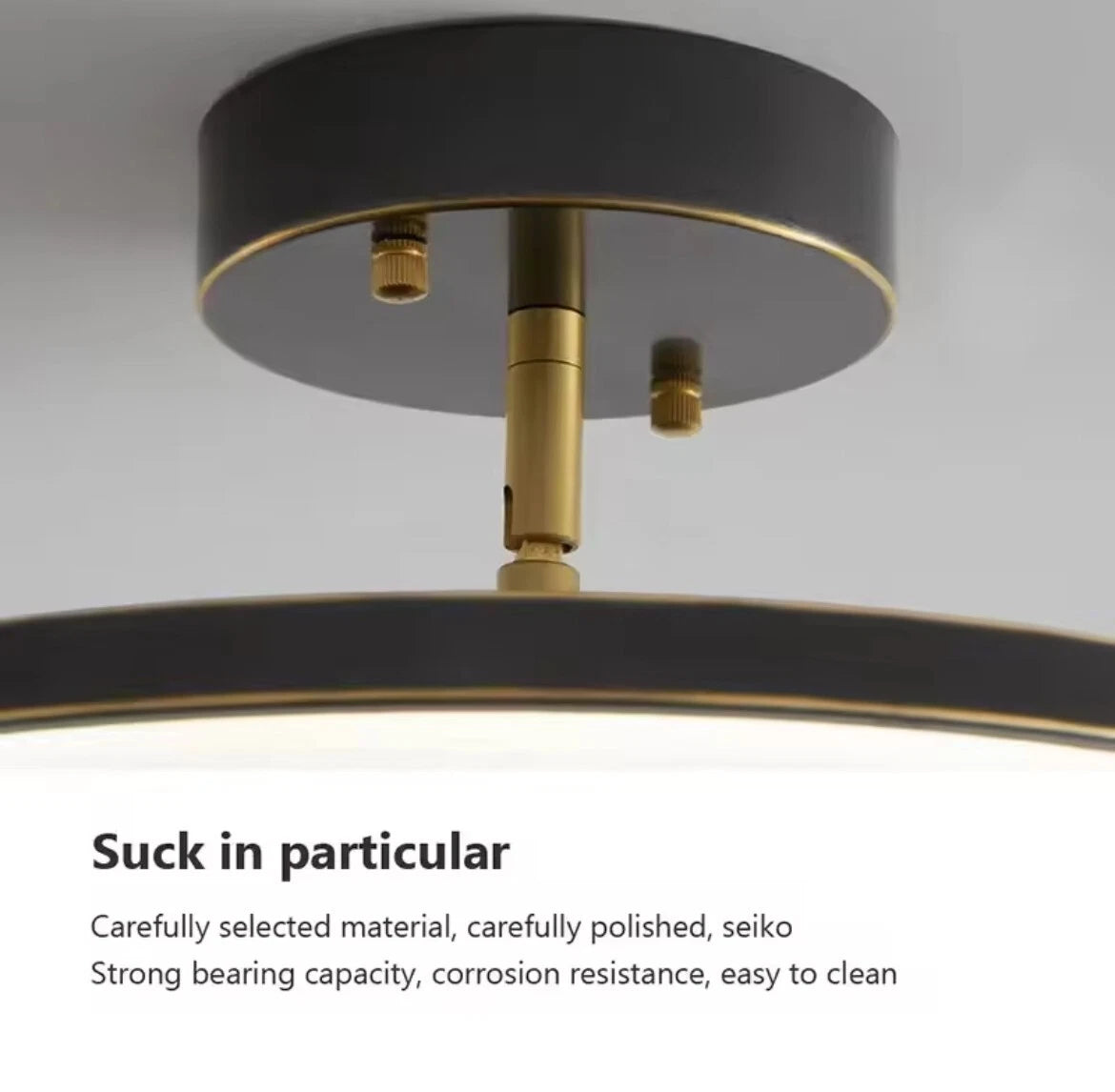 Nordic Semi Flush Modern Round LED Ceiling Light In Black Or Gold