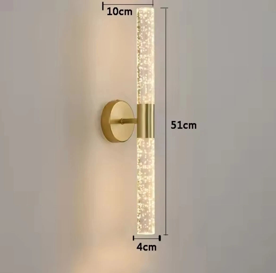 Modern Nordic Long Led Wall Light With Crystal Rod And Bubbles - Black Or Gold