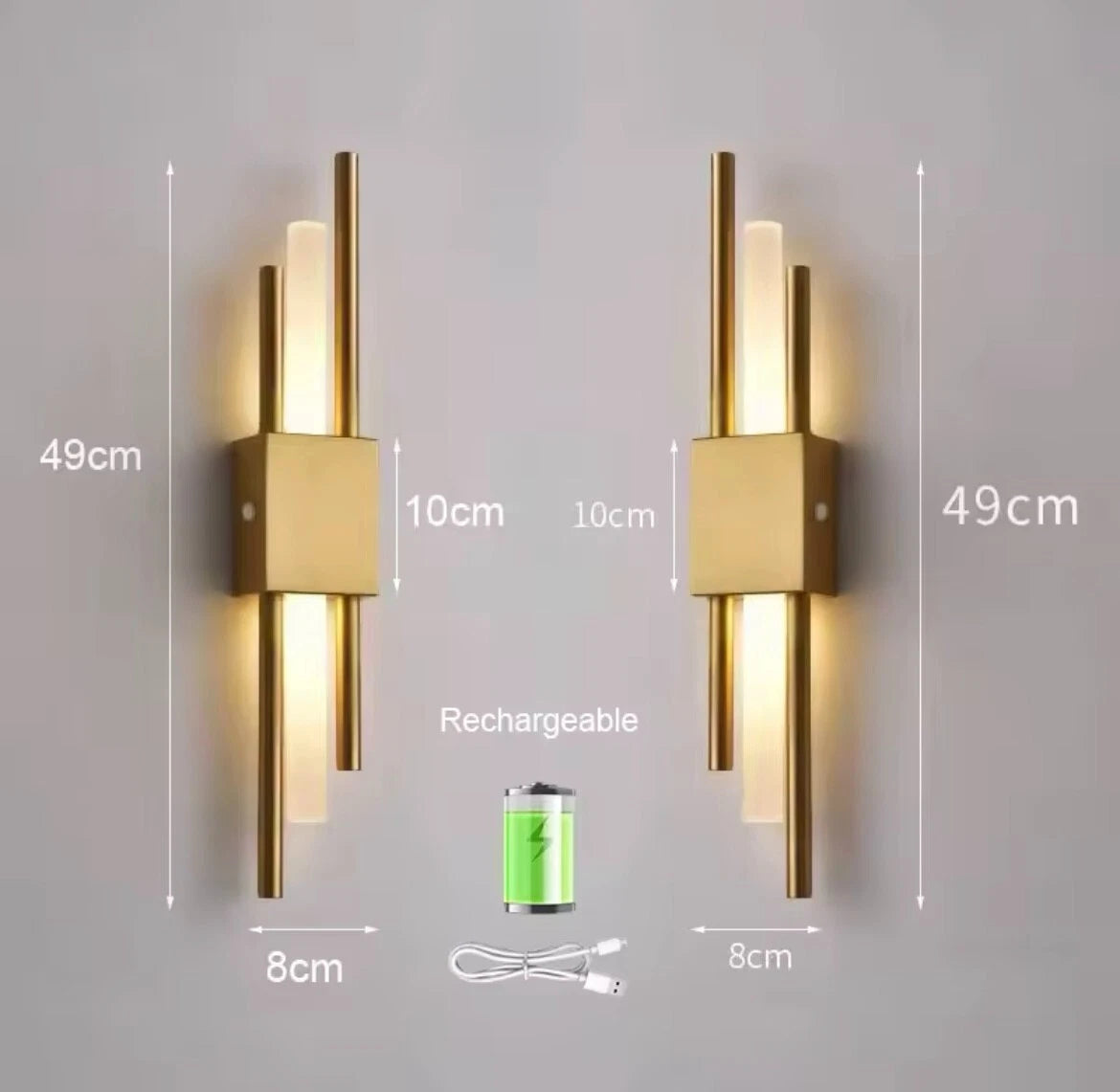Nordic Wireless LED Wall Light Sconce USB Rechargeable Touch On/Off