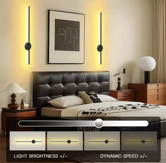 Wireless Rechargeable LED Slim Linear Wall Light With Remote Control 50cm - Black/Gold/White/Silver