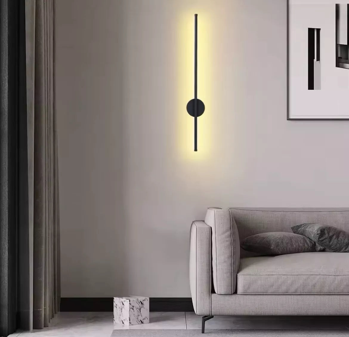 Wireless Rechargeable LED Slim Linear Wall Light With Remote Control 50cm - Black/Gold/White/Silver