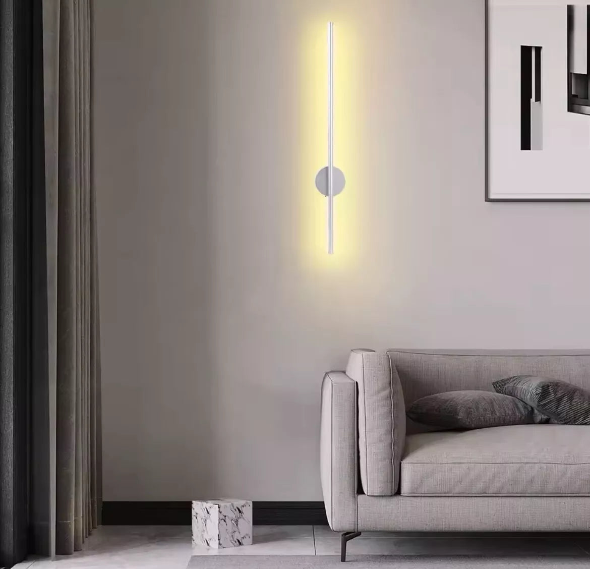 Wireless Rechargeable LED Slim Linear Wall Light With Remote Control 50cm - Black/Gold/White/Silver