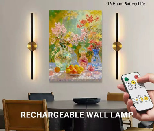 2 Pack Of Wireless Rechargeable LED Wall Lights Slim Linear Stick With Remote 80cm
